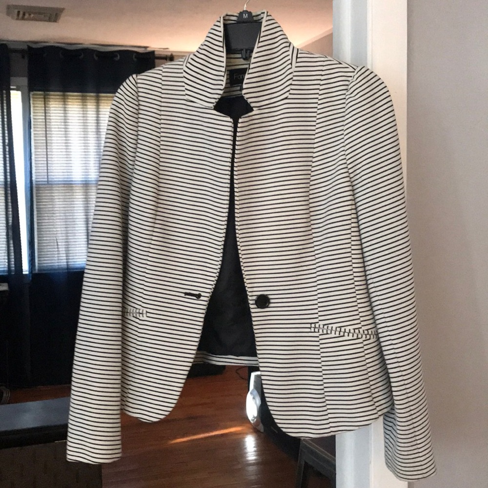 White and Black striped blazer . Great condition